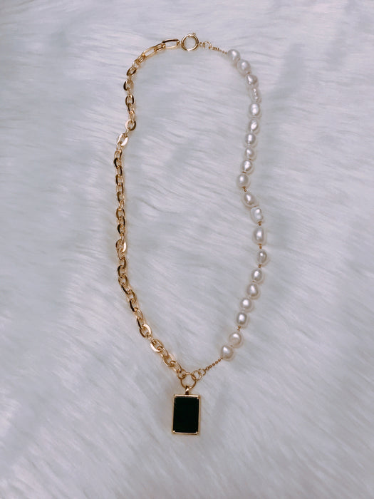 Black Onyx & Freshwater Pearl Necklace