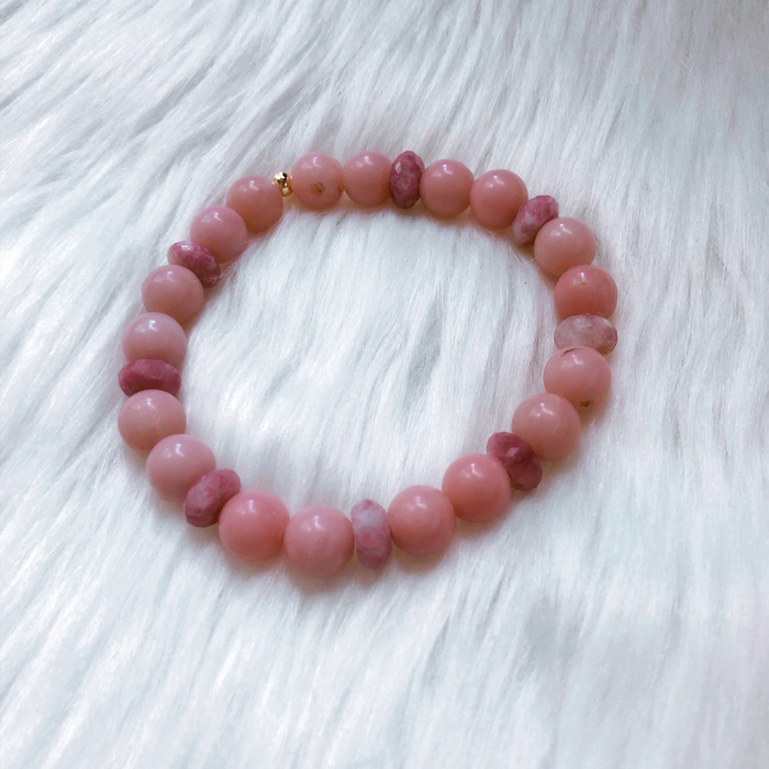 Pink Opal w/Pink Tourmaline Bracelet